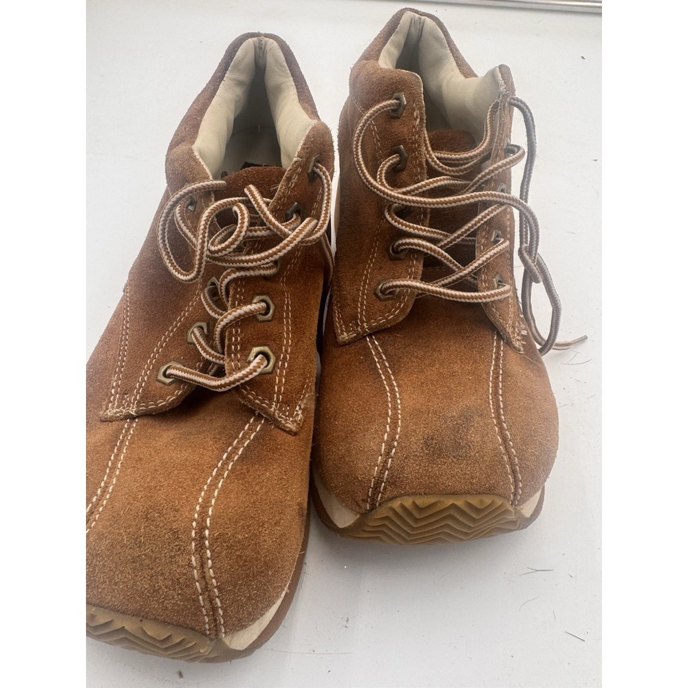 Vintage 90s Y2K   L.E.I. Platform Sneakers Brown Suede Chunky Leather  Sz 7.5